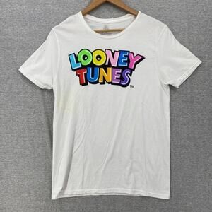 Looney Tunes Shirt Mens Medium White Warner Brothers Sleeve Tee Crew Neck